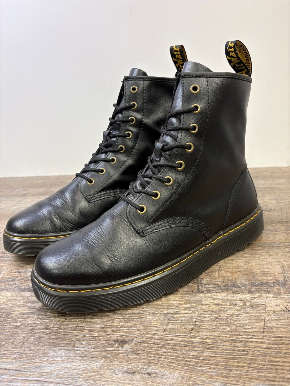 Dr. Martens Zavala 10-Eye Combat Boots Black Leather Men’s 12 / EU 46
